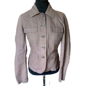J. Crew Women's S Brown Linen/Cotton Blend Blazer With Multiple Pockets